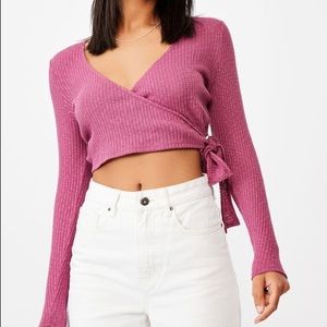 Cotton On Pink Front Wrap Top XS
